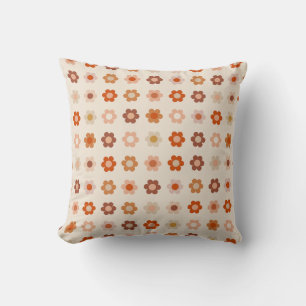Coussin Retro Floral Terracotta Beige