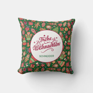 Coussin Retro Frohe Weihnachten Personnalisé