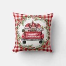 Retro Gnomes Noël Buffalo Red Truck Holiday