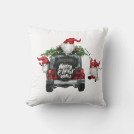 Coussin Retro Gnomes Noël Buffalo Red Truck Holiday