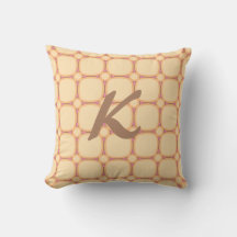 Retro Groovy Cream Beige Pink Monogram