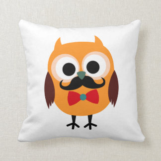 Coussin Rétro hibou avec la moustache de moustache de