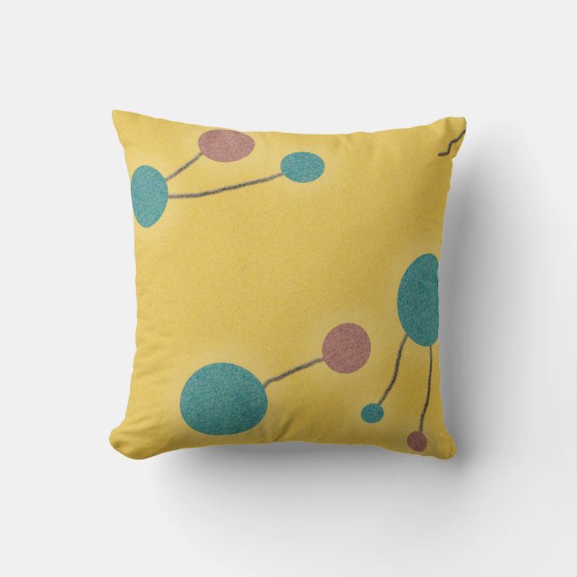 Coussin Rétro jaune pointillé d'univers (Recto)