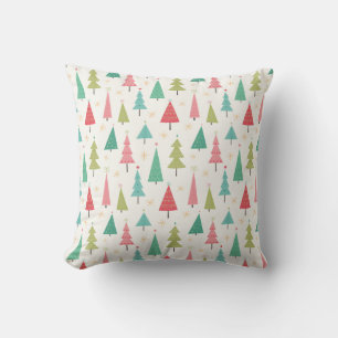 Coussin Retro Joyeux arbres de Noël Fun Motif de vacances