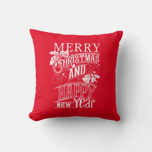 Coussin Retro Joyeux Noël et Bonne Année