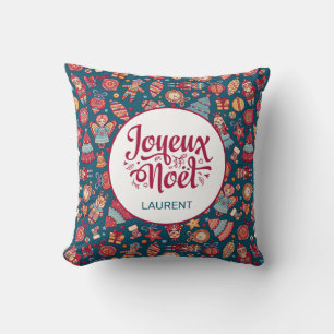 Coussin Retro Joyeux Noel Personnalisé