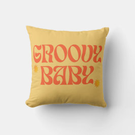 Coussin Retro les années 70 moutarde Orange Hippie Super b