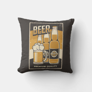 Coussin Retro Man Cave Classic - Trois Bières à bouteille