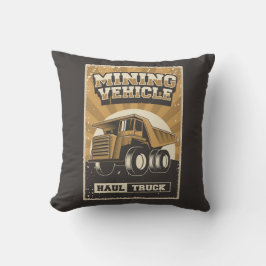 Coussin Retro Man Cave Mines - camion de charbon Lancer Pi