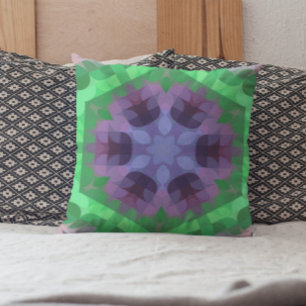 Coussin Retro Mandala Flower Purple and Green