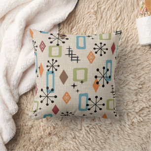Coussin Retro Mid-Century moderne Atomique Abstrait Motif