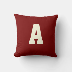 Coussin Rétro monogramme alpha bordeaux crème