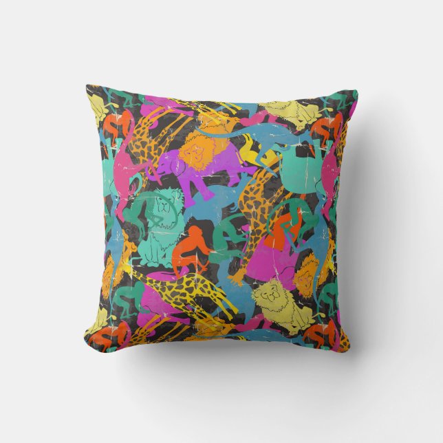 Coussin Rétro motif animal de silhouettes (Recto)