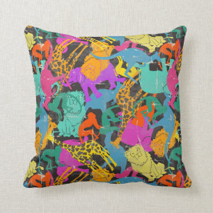 Coussin Rétro motif animal de silhouettes