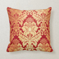 Rétro motif rouge de luxe élégant de damassé d'or