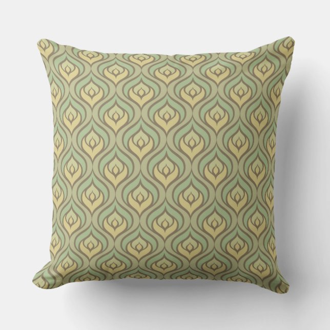 Coussin Rétro motif vert et jaune vintage (Recto)