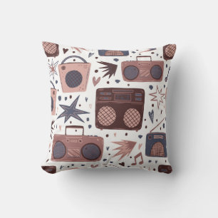 Coussin Retro Music Motif Vintage sans couture.