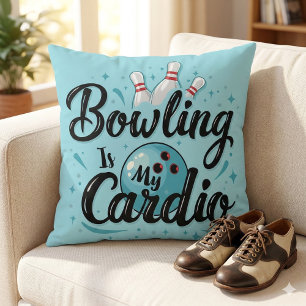 Coussin Rétro Néon "Le Bowling Est Mon Cardio" Drôle de Bo