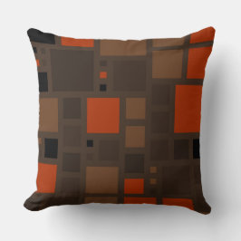 Coussin Rétro orange Brown des carrés | de mosaïque