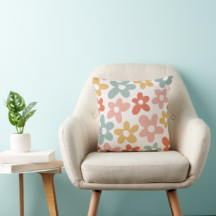 Coussin Retro Pastel Floral Verre Lattée Ecran à lancer