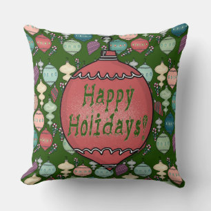 Coussin Rétro recharge de Noël - pastels sur le vert de