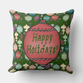 Coussin Rétro recharge de Noël - pastels sur le vert de