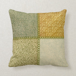 Coussin Retro Scrap Patchwork Mustard Greens