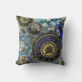 Coussin Retro Steampunk Cushion montres engrenages cogs bl