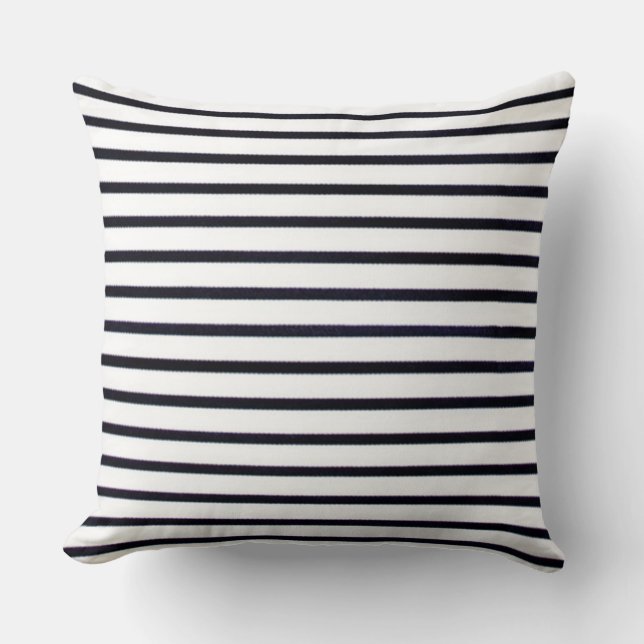 Coussin Rétro-Style-Rayé-Noir-Blanc-Coussin-Ensembles (Recto)