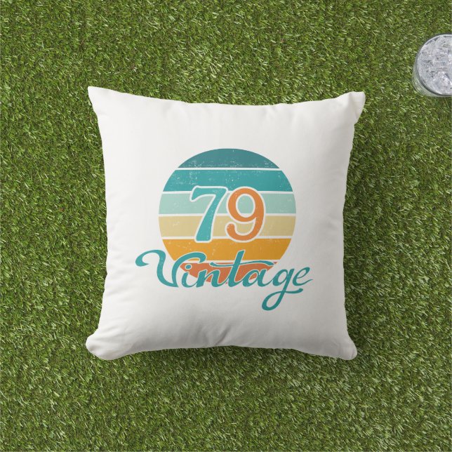 Coussin Retro Sunset 79 Vintage Distressed (Herbe)