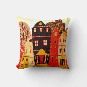 Coussin Retro Sweet Home Poster : Maisons de dessin