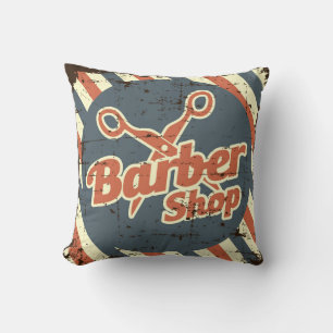 Coussin Retro Vintage Classic Bleu Barber Shop