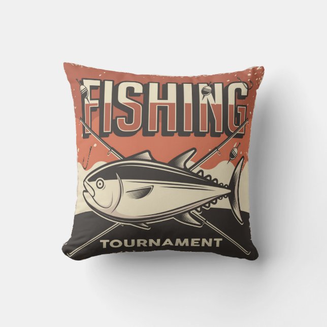 Coussin Retro Vintage Classic Grunge tournoi de poisson ma (Recto)