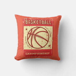 Coussin Retro Vintage Grunge Rose Red Basketball