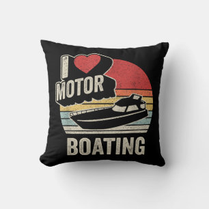 Coussin Rétro Vintage J'adore Le Pilotage De Bateau À Mote