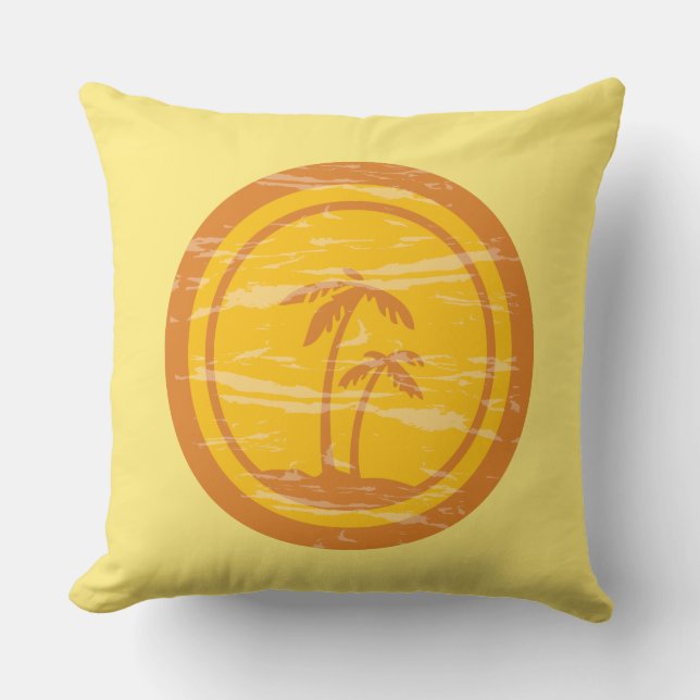 Coussin Retro Yellow & Orange Life is Better at the Beach (Recto)