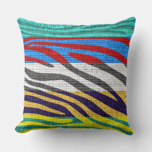 Coussin Retro Zebra Skin Imprimer Motif Burlap Rustique #2