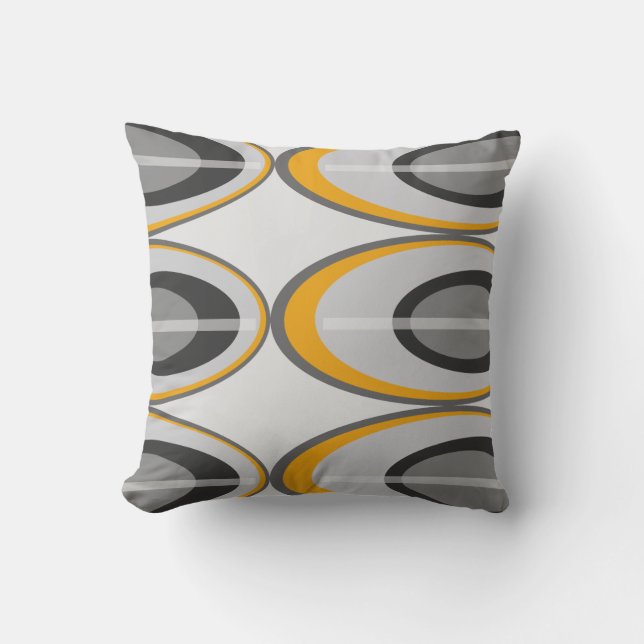 Coussin Rétros carreaux ovales - or, noir et gris (Recto)