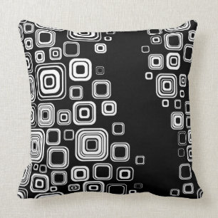 Coussin Rétros carrés noirs et blancs