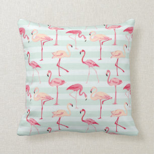 Coussin Rétros Flamants roses sur les rayures en bon éta
