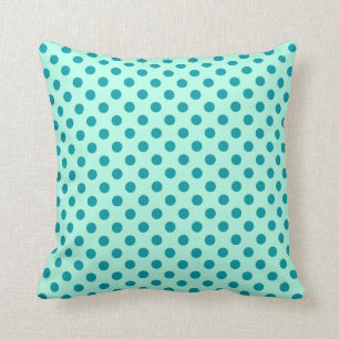 Coussin Rétros points - aqua et turquoise