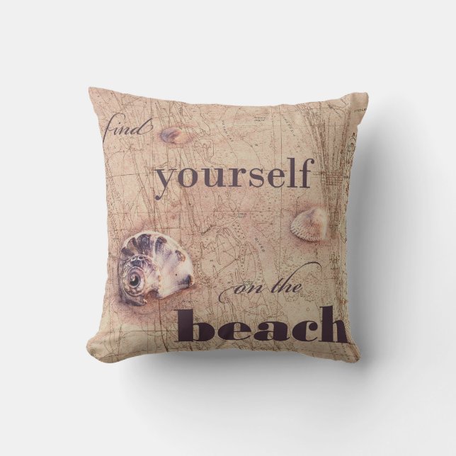 Coussin Retrouvez-vous sur la plage (Recto)