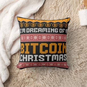 Coussin Rêvant d'un motif tricot faux NOËL BITCOIN