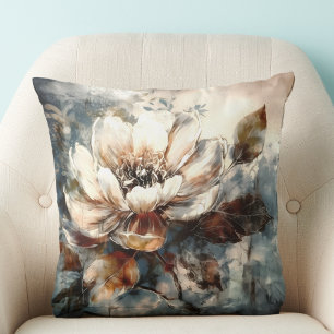 Coussin Rêve de pivoine à l'aquarelle crème