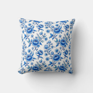 Coussin Rêve Floral Bleu et Blanc