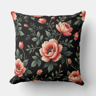 Coussin Rêve floral noir