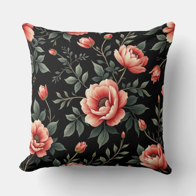 Coussin Rêve floral noir (Recto)