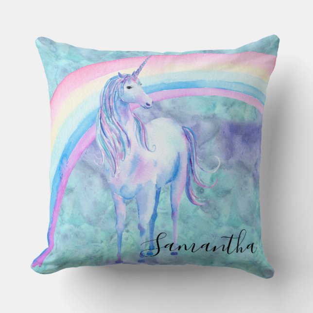 Coussin Rêve pourpre de licorne d'Aqua (Recto)
