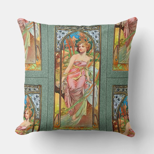 Coussin Réveil matinal par Alphonse Mucha Jeu d'oreiller (Recto)