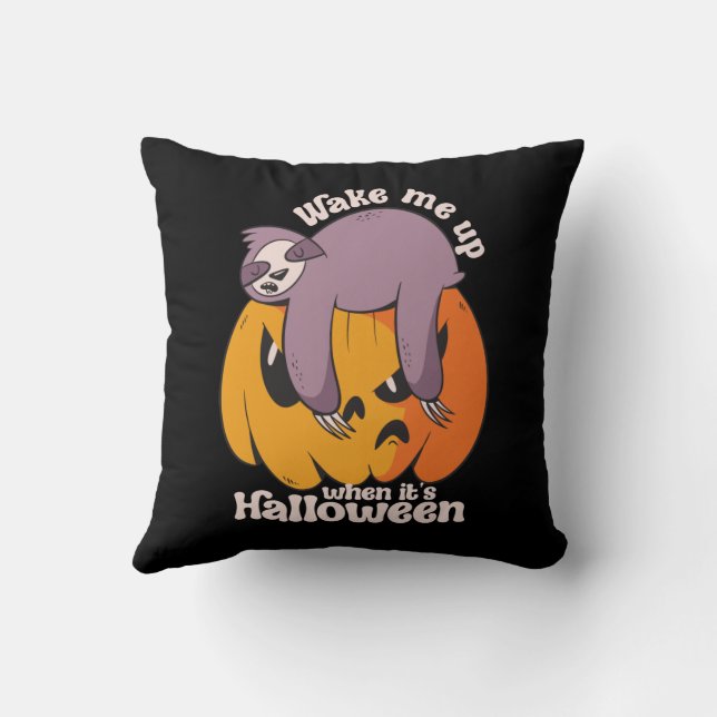 Coussin Réveillez-moi C'est Halloween Drôle couchant (Verso)